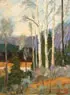 George Frederick Armstrong, Spring Landscape with Birches, Oil on board