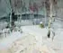 Stepan Emelyanovich Nechai, Winter Landscape with Birches, Oil on cardboard