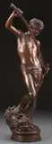 Antonin Mercié, David Vainquer, Bronze with brown patina