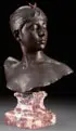 Alexandre Falguière, Bust of Diana, Bronze with dark brown patina