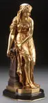 Henry Étienne Dumaige, Calliope, Bronze with brown and gilt patina