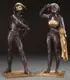 Emil Laporte, Masqueraders, Bronze with dark brown patina and gilt highlights