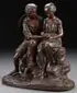 Charles Cumberworth, Amorous Couple Holding Bird Nest, Bronze with brown patina