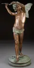 Augustin Moreau-Vauthier, Cupid, Bronze with brown and verdigris patina