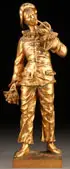 Charles Anfrie, Le Premier Bouquet, Bronze with gold patina