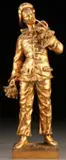 Charles Anfrie, Le Premier Bouquet, Bronze with gold patina