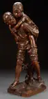 Paul Eugène Mengin, Passage Du Ruisseau, Bronze with dark brown patina