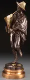 Célestin Anatole Calmels, Piping Harvester, Bronze with brown patina and gilt highlights