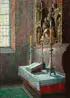 Albert Jahn-heiligenstadt, Carved Gothic Side Altar Depicting the Lamentation Bathed in Light, Oil on canvas
