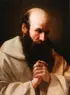 German School, A Praying Monk, Oil on paper laid down on canvas