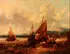 William Joseph Shayer, Fishermen and Villagers on the Shore with the Day's Catch, Oil on canvas