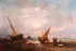 British School, Expansive Shoreline Scene with Fishermen, Oil on canvas