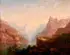 Arnold Jenny, Expansive Alpine Lake Scene with Travelers, Oil on canvas laid down