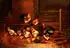 F. Berton, Chickens in the Barnyard, Oil on canvas