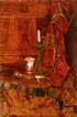 Still Life with Flag, Vase, Candlestick and Lamp by Cornelis Julius van Wickevoort Crommelin, Oil on canvas, offered Nov 2013