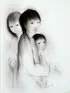 Michelle Michaux, Three Children, Charcoal