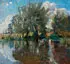 Edgard Wiethase, Wooded Landscape with Figures Bathing, Oil on canvas