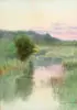 Marion Wachtel, Summer Landscape Clearing with Stream at Dusk