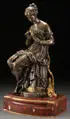 Mathurin Moreau, Diana the Huntress, Bronze with silver and gold patina