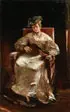 Seated Woman Playing the Mandolin by Continental School, Oil on canvas, offered Jun 2013