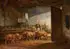 Charles L.M. Balay, A Shepherd with Sheep in Barn, Oil on canvas