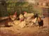 Henri De Beul, Chickens in a Fenced Barnyard, Oil on canvas