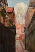 Otto Schulz Stradtmann, Street Scene, Oil on board