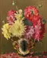 Auguste Kind, Still Life with Dahlias, Oil on wood panel