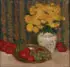 German School, Still Life with Apples, Grapes and Yellow Flowers, Oil on canvas