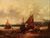 William Joseph Shayer, Fishermen and Villagers on the Shore with the Day's Catch, Oil on canvas