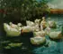 Ducks Swimming in a Pond with Lily Pads by Alexander Koester, Oil on canvas, offered Jun 2013