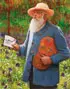 Michael Garland, Monet with Mail in Garden, Oil on cold press illustration board, unframed