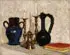Max Richter, Still Life with Pitchers, Vase, Candlesticks and Books, Oil on canvas