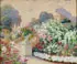 P. Fontaine, A Garden in Bloom, Watercolor and gouache