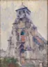 Gaston Haustraete, A Church, Oil on wood panel