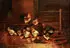 F. Berton, Chickens in the Barnyard, Oil on canvas