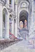 Gabriel Brun-Buisson, Interior Church View of St. Etienne-du-Mont Paris, 1934, Watercolor