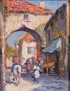 A Village Street Scene by Arthur Diehl, Oil on board, offered Jun 2013