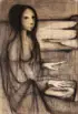 Michelle Michaux, A Woman Playing a Bongo Drum, Charcoal on paper