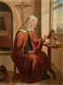 Austrian School, Saint Walburga, Oil on wood panel