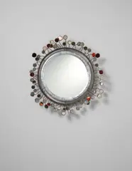 Line Vautrin, “Sequins” mirror, circa 1961, Talosel resin, aluminum, mirrored glass, colored glass