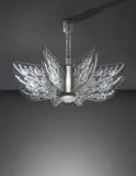 “Alger I” chandelier, Marcilhac no. 2289 by René Lalique, 1930-1947, Molded and frosted glass, chromium-plated metal, offered Jun 2015