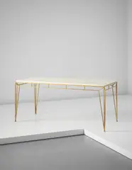 Center table by Marc Du Plantier, circa 1936, Parchment-covered wood, painted wrought-iron, sold Jun 2015