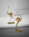 Gabriella Crespi, "Struzzo" and "Airone" sculptures, circa 1973, Gilt bronze, glass, ostrich egg