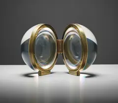 Gabriella Crespi, "Sfera" picture frame, circa 1971, Glass, brass