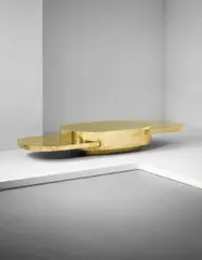 "Ellisse" adjustable low table, from the "Plurimi" series by Gabriella Crespi, circa 1976, Brass-covered wood, sold Jun 2015