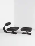 Oscar Niemeyer, Chair and ottoman, circa 1978, Leather, molded plywood