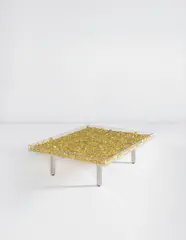 Yves Klein, "Table Or", editioned 1963, 22-karat gold leaf, acrylic, glass, steel, wood
