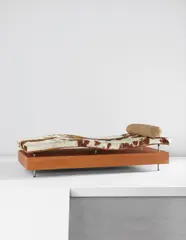 Maya Lin, "Longitude Chaise," from the “Earth is (Not) Flat” series, circa 1999, Maple, maple-laminated plywood, aluminum, cow hide, fabric