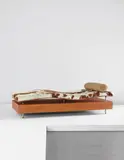 Maya Lin, "Longitude Chaise," from the “Earth is (Not) Flat” series, circa 1999, Maple, maple-laminated plywood, aluminum, cow hide, fabric